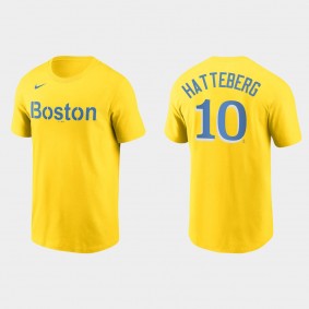 Boston Red Sox Scott Hatteberg Gold 2021 City Connect Wordmark T-Shirt