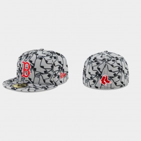 Men's Boston Red Sox Team Print Graphite 59FIFTY Fitted Hat