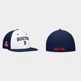 Men's Boston Red Sox Iconic Color White Navy Blocked Fitted Hat