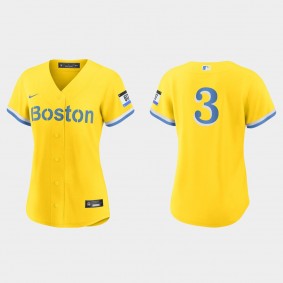 Women Boston Red Sox Reese McGuire Gold Light Blue City Connect Replica Jersey