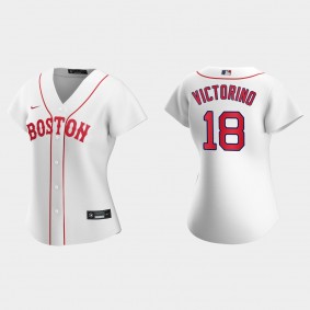 Women Boston Red Sox Shane Victorino White 2021 Patriots' Day Replica Jersey