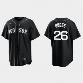 Boston Red Sox Wade Boggs 2021 All Black Fashion Replica Jersey - Black White