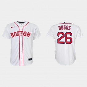 Youth Boston Red Sox #26 Wade Boggs White 2021 Patriots' Day Replica Jersey