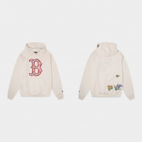 Boston Red Sox Cream Watercolor Floral Hoodie