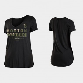 Women's Boston Red Sox Black 2021 Armed Forces Day Brushed T-Shirt