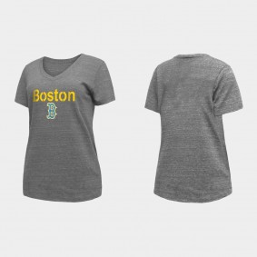 Women's Boston Red Sox Heathered Gray 2021 City Connect V-Neck T-Shirt